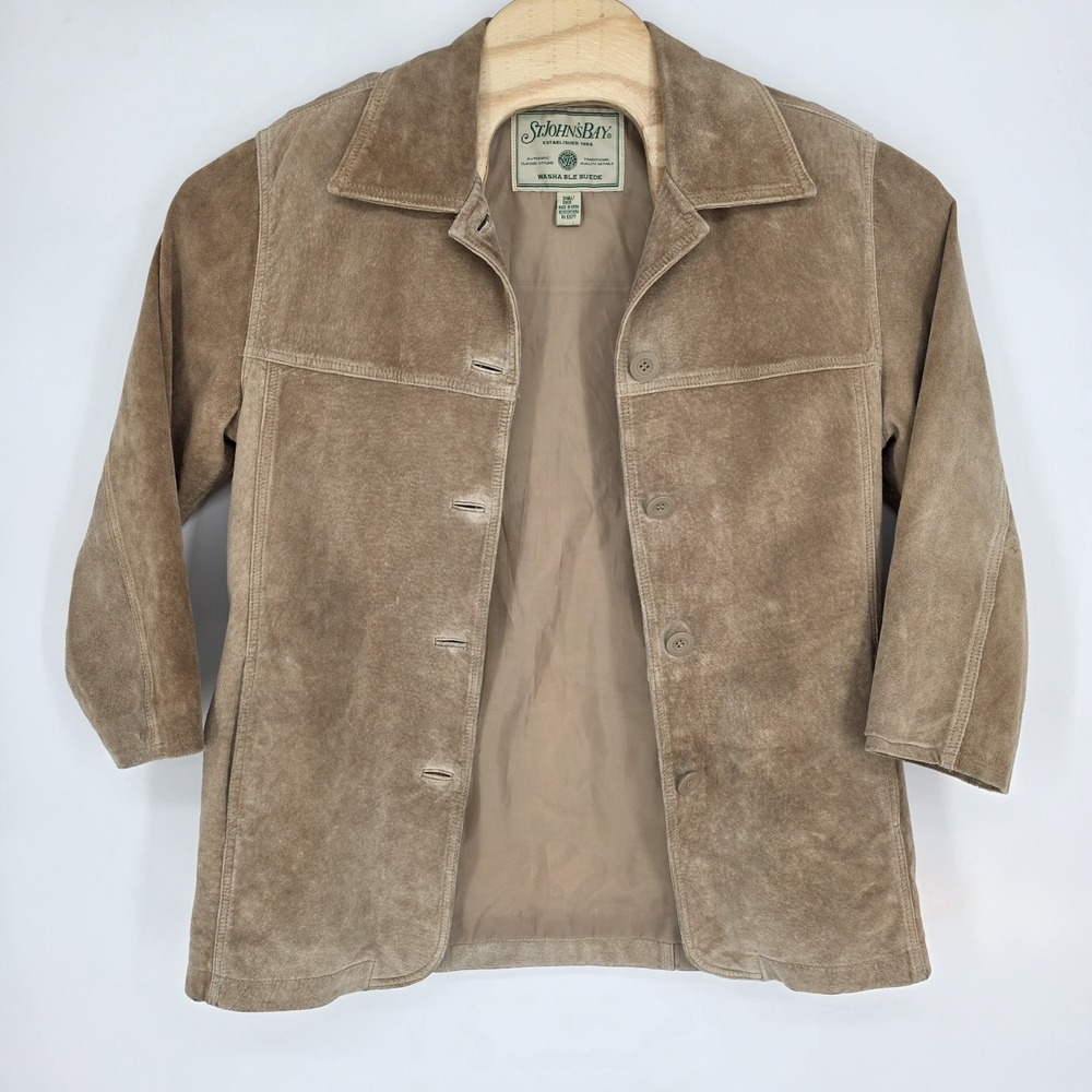 Suede Jacket Women Small St John's Bay Coat Jacket Washable Western Boho Vintage